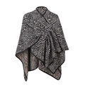 Poncho chal de punto grueso con patrón de cebra y borde negro para mujer en invierno - Chal con Hebilla de Patrón de Cebra / Talla única