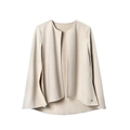Minimalistische beige Wollmischung-Weste mit offener Front und goldenem Logo-Detail - 75x105cm / Beige