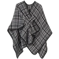 Klassisches schwarz-weißes Tweed-Poncho-Tuch mit unregelmäßigem Schnitt und Saum - 130cm / Schwarz-Weiß Patchwork