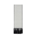 Light gray rectangle scarf with black stitching and long tassels on white background - 190x30+20cm / Beige