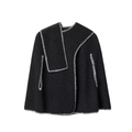 Poncho negro con bufanda y costuras blancas en contraste con diseño minimalista - 155x70cm / gris oscuro