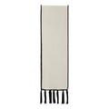 Elegant cream white autumn winter scarf with black contrast stitching and fringe trim - 190x30+20cm / Off White
