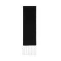 Minimalist black and white rectangle scarf with fringe tassel detail and contrast stitching - Black