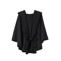 Damen-Kapuzenponcho aus Wollmischung mit Gürtel und eleganten schwarzen Kantendetails - Einheitsgröße / Dunkelgrau