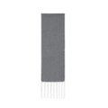 Solid grey winter scarf with contrast white stitching and long tassels for women - Gray