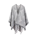 Chal poncho de punto con patrones geométricos grises en estilo suave cachemira - Gris