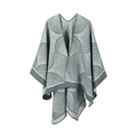 Chal jacquard para mujer con patrones geométricos en tejido verde oscuro y gris - Verde