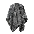 Gebreide sjaal met zebraprint voor dames, zwart-witte strepen in een losse cape-stijl - 150x130cm / Zwart Zebraprint