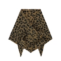 Classic khaki and brown leopard print double-sided triangle shawl for women in autumn - Geometric Blue / Leopard Coffee / 135cm