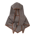 Châle à capuche pour femme avec motif pied-de-poule marron et beige en tricot - Taille unique / Pied-de-poule Café