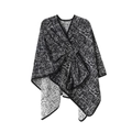 Scialle cardigan da donna a quadri neri e bianchi con un elegante motivo geometrico - Nero / 150x130cm