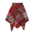 Classic checkered wool triangle shawl in red and brown with cross-over fixing design - One Size / Red Colorful Plaid