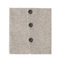 Chic oatmeal wool blend knit cowl scarf with decorative black buttons and ribbed texture - 29x27cm / Khaki