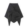Winter triangle knitted wool scarf with cross-hole design in dark grey and black - Triangular Knitted Style / Black