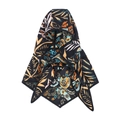 French style paisley hooded poncho cape with autumn tropical leaf knit pattern - One Size / Paisley Mickey Motif
