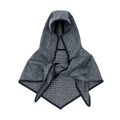 Châle à capuche pour femme avec motif à carreaux noir et blanc en maille tricotée - Taille unique / Pied-de-poule Noir