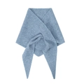 Elegant light blue melange wool knit triangle scarf with soft plush texture for winter - 95x95x160cm / Blue