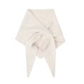 Elegant cream knit wool triangle shawl scarf for women in soft beige melange - 95x95x160cm / Off White