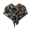 Bohemian Paisleymuster Dreieckstuch in Schwarz mit bunten Blättern und feiner Kante - Paisley Blatt Stil