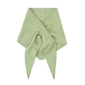 Light green wool knit triangle shawl scarf with refined textured finish and neat edges - 95x95x160cm / Matcha Green
