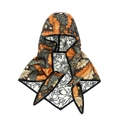 French jacquard balaclava scarf with autumn leaf print and black floral inner lining - 140*45cm / Flower Stamen