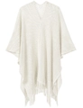 Châle en tricot ajouré beige avec franges pour femmes, vêtement léger pour l'été - Blanc Cassé