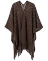 Châle en tricot marron foncé ajouré avec des franges élégantes pour femmes - Marron