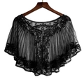 Detailed close-up of a 1920s style black tulle shawl with intricate floral sequins and beads - One Size / Black