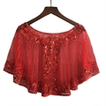 Elegant 1920s red sequin mesh evening capelet bolero for formal party dresses - One Size / Red