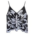 Pailletten Halter Top mit schwarz-weißem Blumenmuster für Partys und Ausgehen - Einheitsgröße / Schwarz Weiß