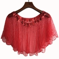 Vintage Gatsby Abend-Schultertuch in Rot mit Pailletten und vertikaler Perlenstickerei - Einheitsgröße / Rot
