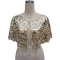 Eleganter goldener Pailletten-Bolero für Damen mit floralen Mesh-Mustern - Aprikose