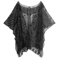 Vue détaillée des broderies à paillettes noires de style 1920 sur le châle en tulle - Taille unique / Noir
