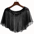 Vintage Gatsby Bolero in Schwarz mit Pailletten und feiner Perlenstickerei auf Netz - Einheitsgröße / Schwarz