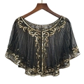 1920s vintage black mesh cape with golden sequins for evening dresses and parties - Black & Gold