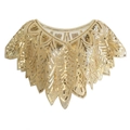 1920s vintage champagne gold sequin shawl cape with geometric patterns for evening dresses - One Size / Champagne Gold