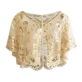 Funkelndes goldenes Pailletten-Bolero mit Paisleymuster für festliche Abendkleider - Champagnergold/Seil