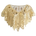 Gouden vintage pailletten cape uit de jaren 20 met tule voor avondjurken en feestkleding - Champagnegoud