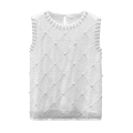 Haut chic sans manches en mousseline blanche avec sequins et motif perles brodées - Taille unique / Blanc
