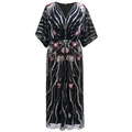 Vintage 1920er Jahre Abendkleid in Schwarz mit V-Ausschnitt, Pailletten und Stickereien - Einheitsgröße / Schwarz