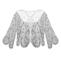 White mesh 1920s evening shawl with silver sequins and scalloped pattern design - Silver