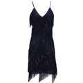 Schwarzes Retro-Fransenkleid mit Pailletten für Lateintanz-Aufführungen und Gala-Partys - Einheitsgröße / Schwarz