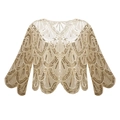 Vintage 1920s gold sequin mesh bolero shrug with mid-sleeves for party dresses - Apricot Gold