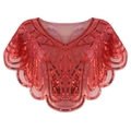 Scialle rosso con paillettes vintage anni '20 con ricamo Art Déco per abiti da sera - Rosso
