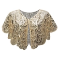 Vintage Champagner Gold Pailletten-Cape mit Art-Deco-Stickerei für Partys und Events - Aprikose