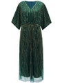 Vintage 1920s evening dress with heavy beadwork and emerald green sequins fringe detail - One Size / Green
