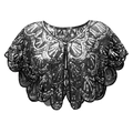 Retro black sequin capelet for evening party with sheer mesh and scalloped edges - Black Silver