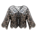Detalle de torera Art Deco de los años 20 en malla negra con lentejuelas oro y plata - Talla única / Negro y Oro