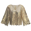 Elegant gold sequin shawl wrap with wavy patterns for women formal party dresses - One Size / Champagne Gold