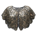 Vintage Cape aus schwarzem Netz mit goldenen Pailletten in Wellenform für Partys - Schwarz & Gold